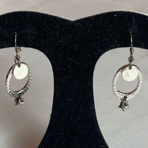 Silver Color Dainty Oval Layered Dangling Earrings